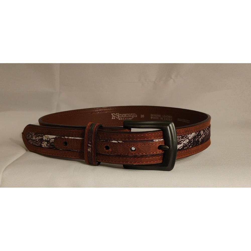 NEW Nocona Mossy Oak Leather Belt Boys Mens Sz 26 Brown Camouflage Hunting